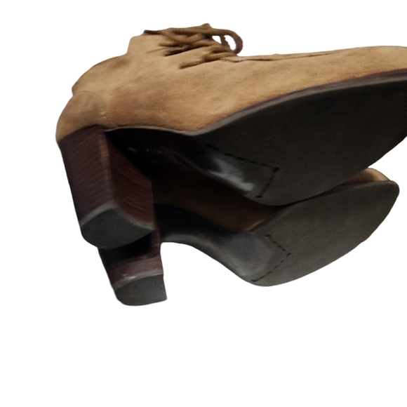 UGG Chestnut Lace Up Analise Heeled Suede Chunky Heel  Ankle Boot - Picture 8 of 9